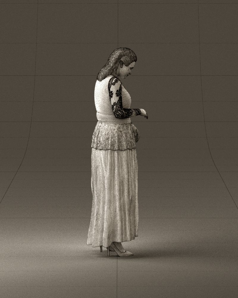 001061 woman in black dress red high heel shoes 3D Print Ready 3D print model_28