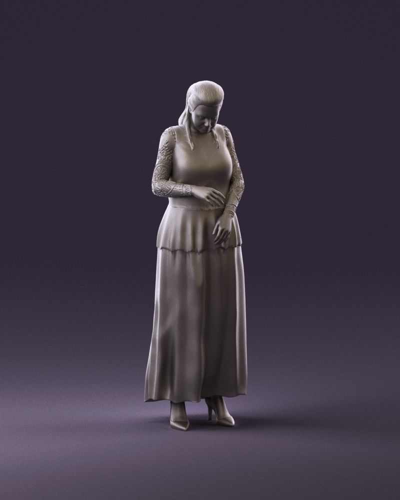 001061 woman in black dress red high heel shoes 3D Print Ready 3D print model_1