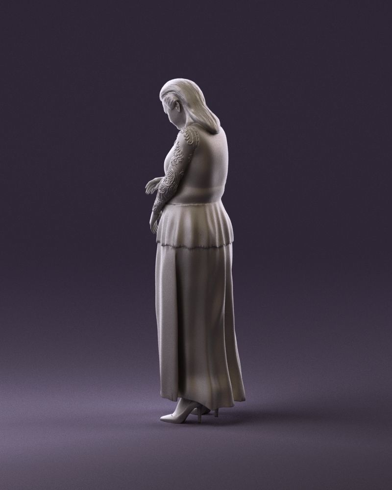 001061 woman in black dress red high heel shoes 3D Print Ready 3D print model_7