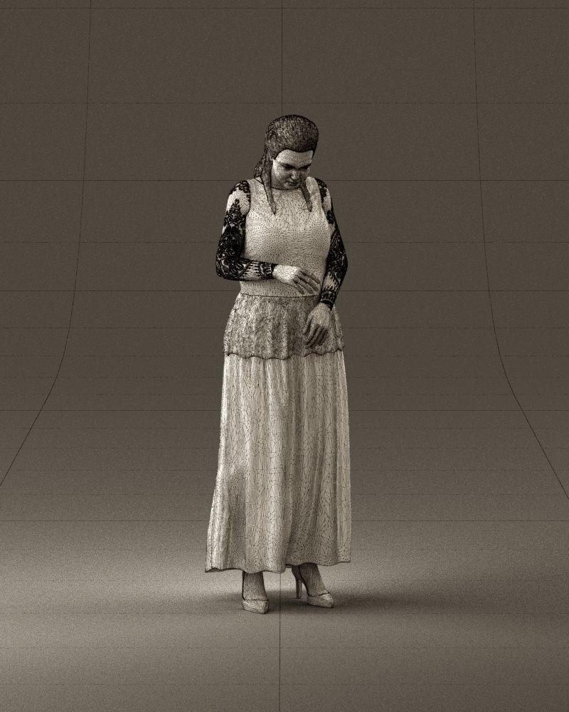 001061 woman in black dress red high heel shoes 3D Print Ready 3D print model_25