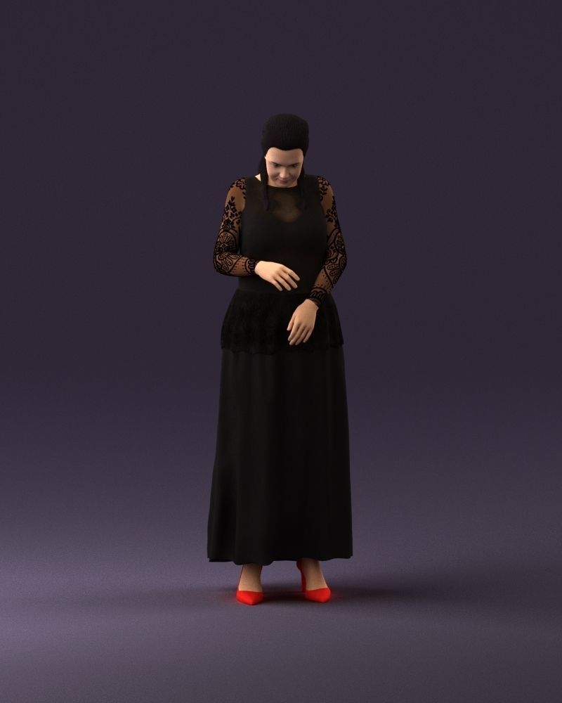 001061 woman in black dress red high heel shoes 3D Print Ready 3D print model_23