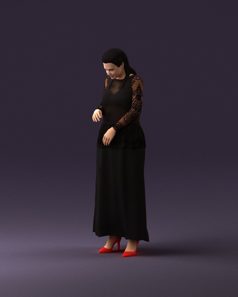 001061 woman in black dress red high heel shoes 3D Print Ready 3D print model_21