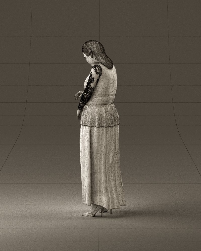 001061 woman in black dress red high heel shoes 3D Print Ready 3D print model_31