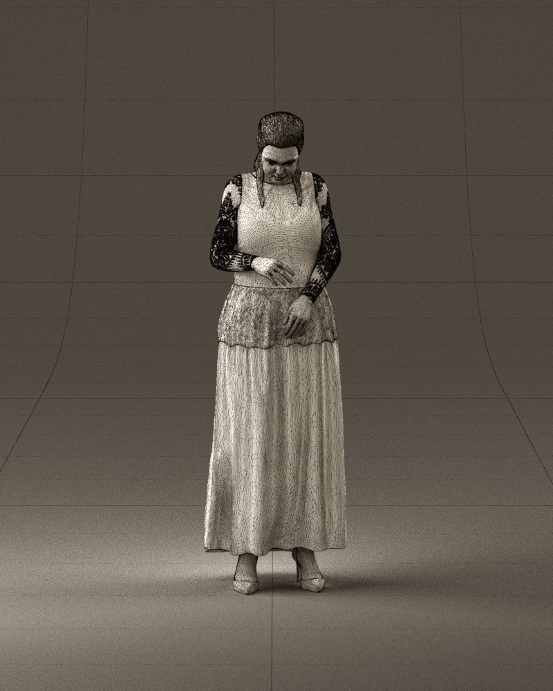 001061 woman in black dress red high heel shoes 3D Print Ready 3D print model_35