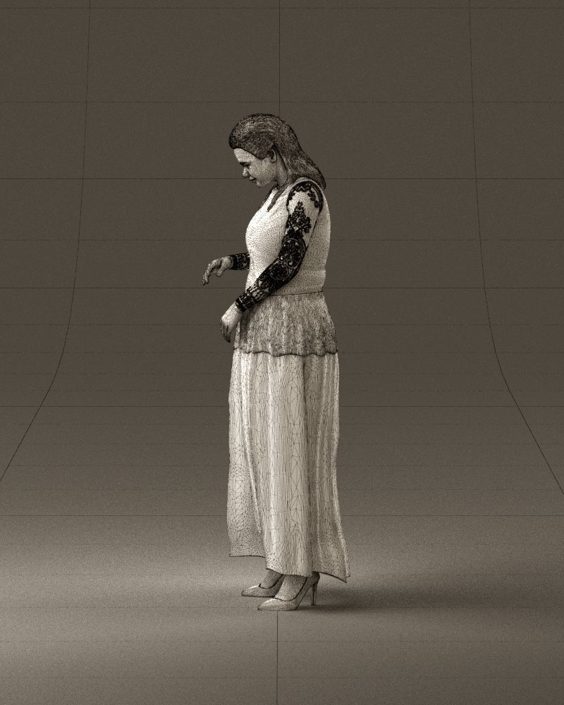 001061 woman in black dress red high heel shoes 3D Print Ready 3D print model_32