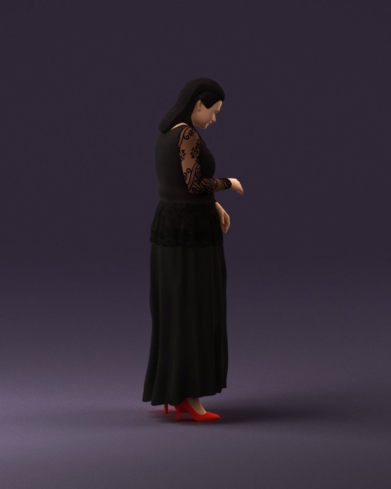 001061 woman in black dress red high heel shoes 3D Print Ready 3D print model_16