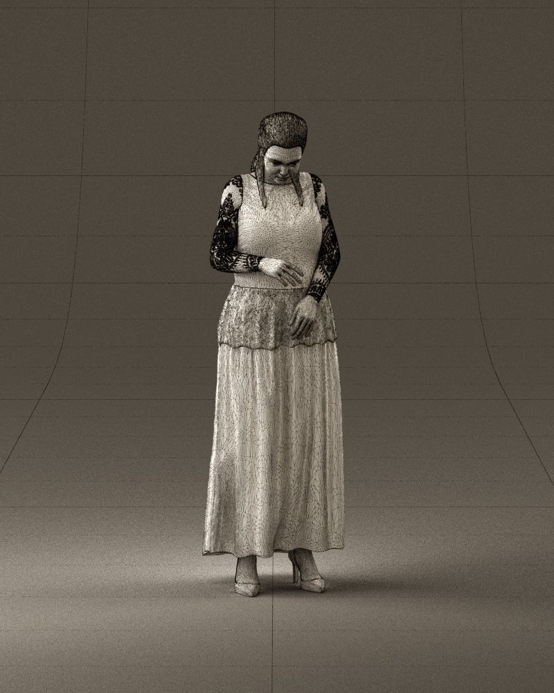 001061 woman in black dress red high heel shoes 3D Print Ready 3D print model_24