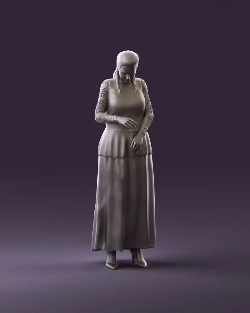 001061 woman in black dress red high heel shoes 3D Print Ready 3D print model_0