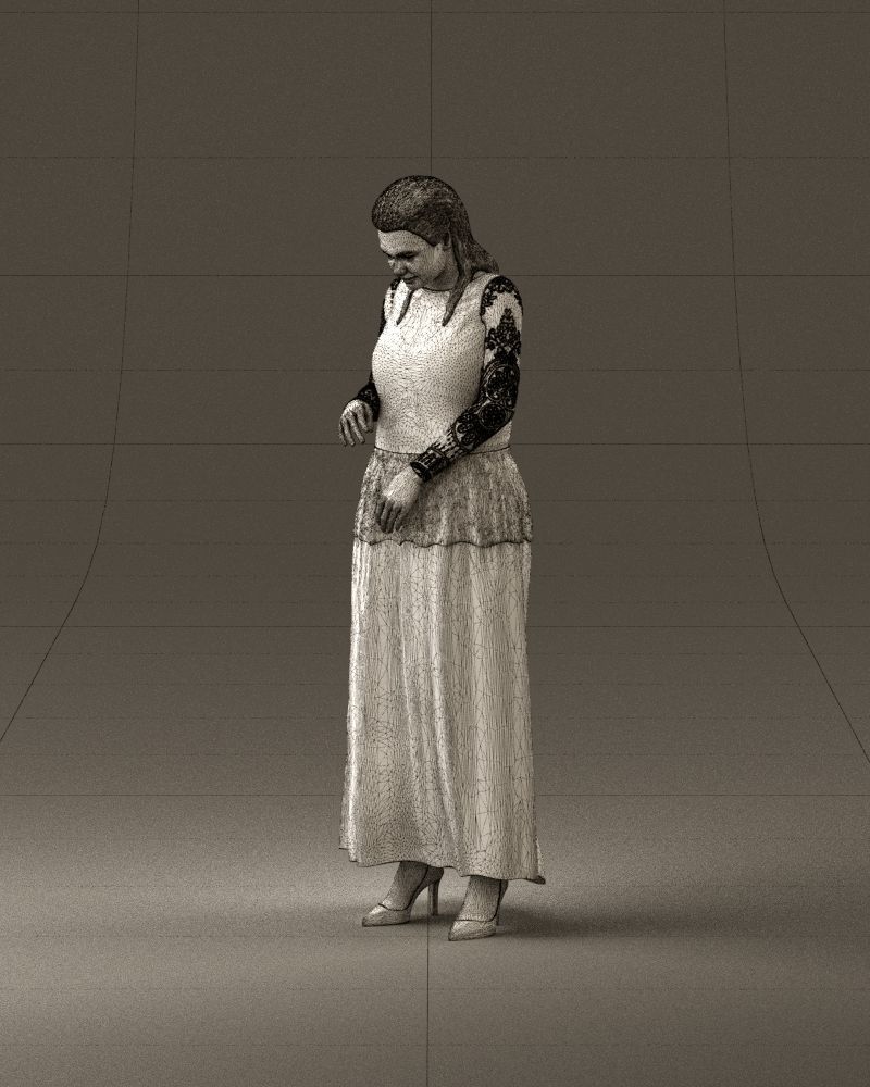 001061 woman in black dress red high heel shoes 3D Print Ready 3D print model_33