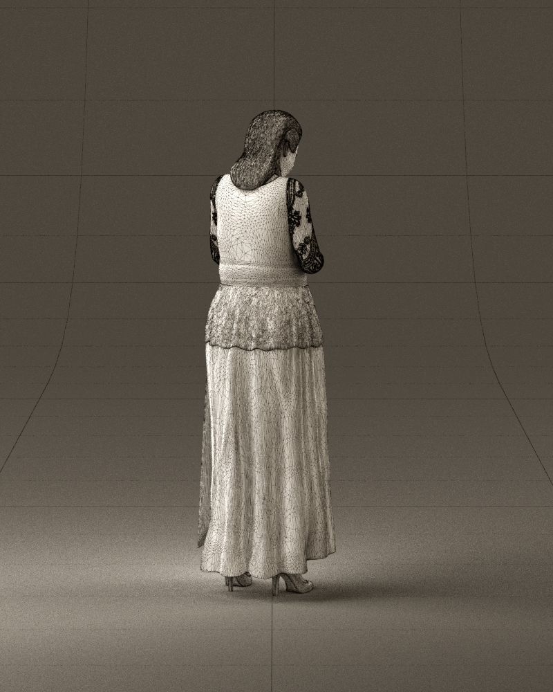 001061 woman in black dress red high heel shoes 3D Print Ready 3D print model_29