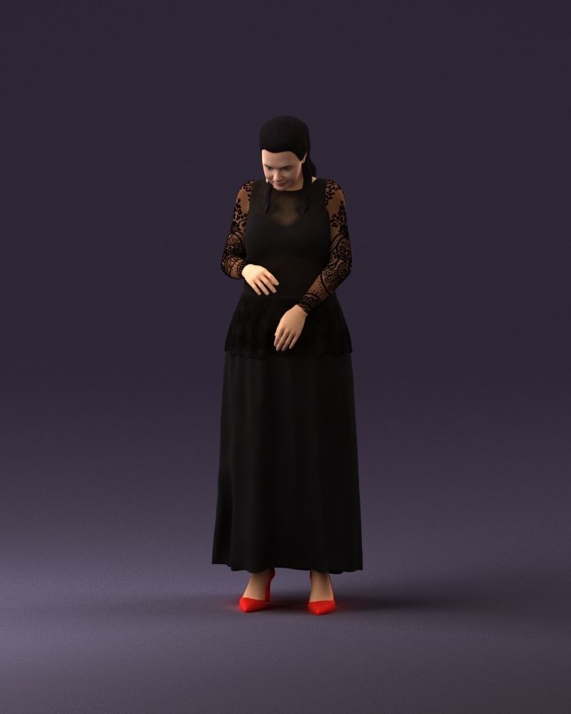001061 woman in black dress red high heel shoes 3D Print Ready 3D print model_22