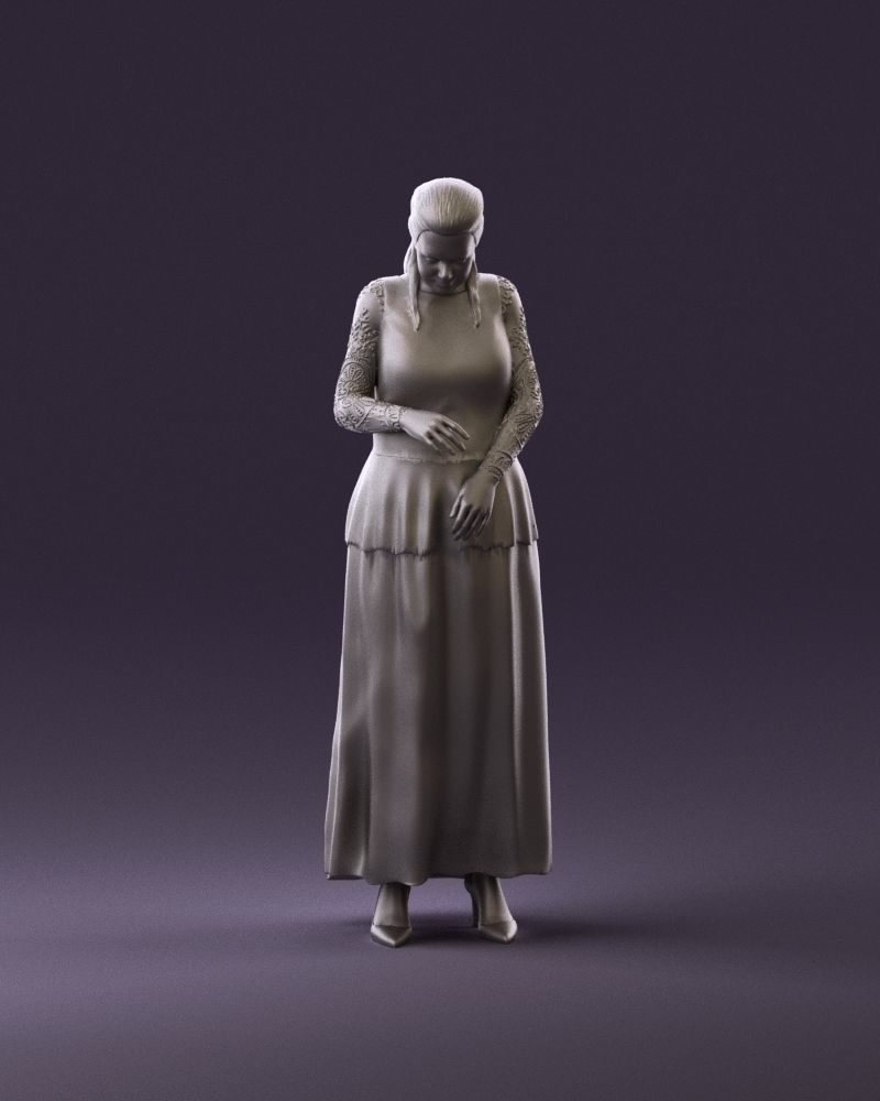 001061 woman in black dress red high heel shoes 3D Print Ready 3D print model_11