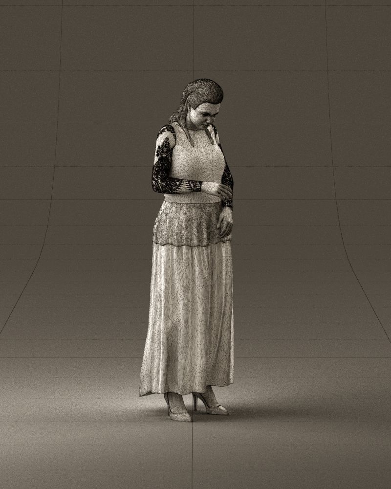 001061 woman in black dress red high heel shoes 3D Print Ready 3D print model_26