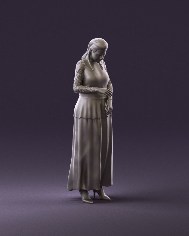 001061 woman in black dress red high heel shoes 3D Print Ready 3D print model_2