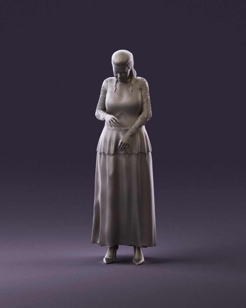 001061 woman in black dress red high heel shoes 3D Print Ready 3D print model_10