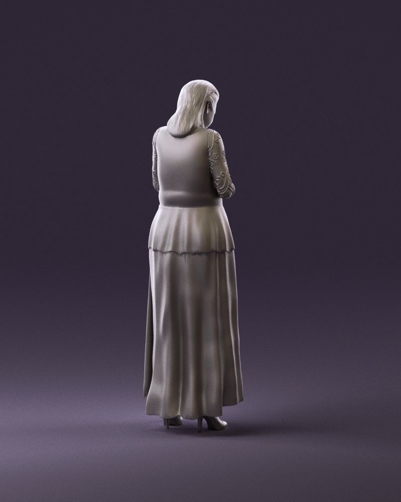 001061 woman in black dress red high heel shoes 3D Print Ready 3D print model_5