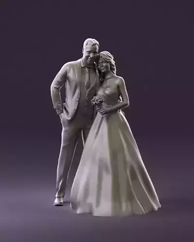 001062 wedding blonde woman man in blue 3D Print Ready
