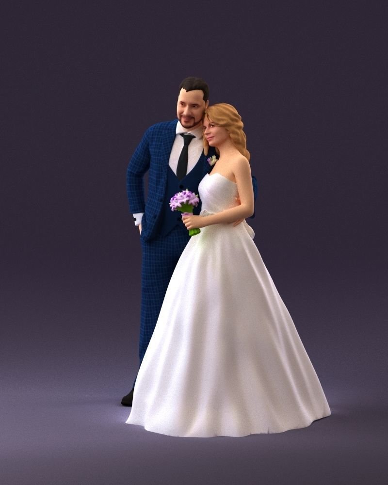 001062 wedding blonde woman man in blue 3D Print Ready 3D print model_22