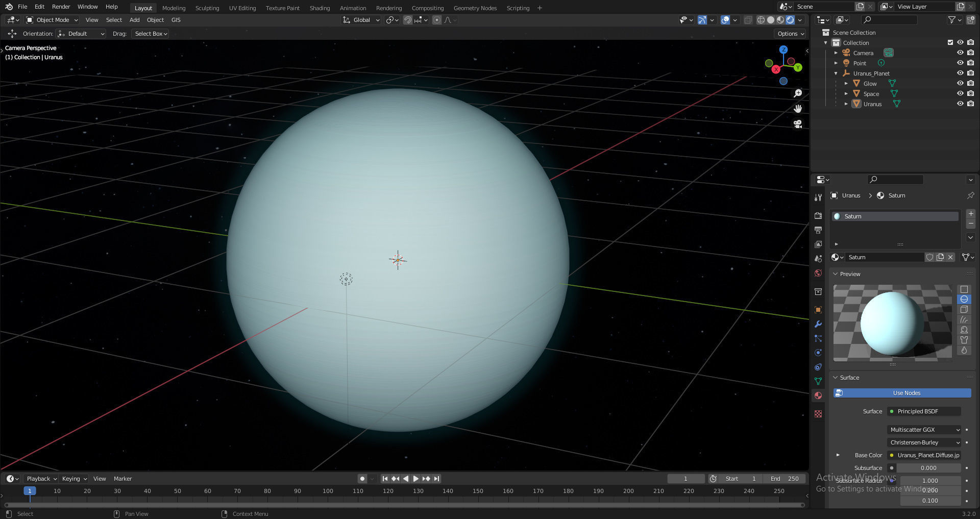 Uranus Planet Low-poly 3D model_6