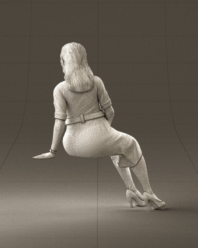 001063 woman in darkgray blousedress seat 3D model_31