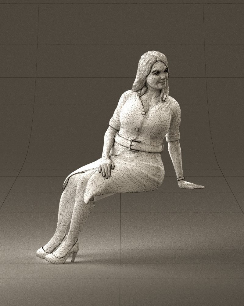 001063 woman in darkgray blousedress seat 3D model_26