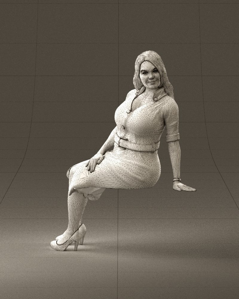 001063 woman in darkgray blousedress seat 3D model_35