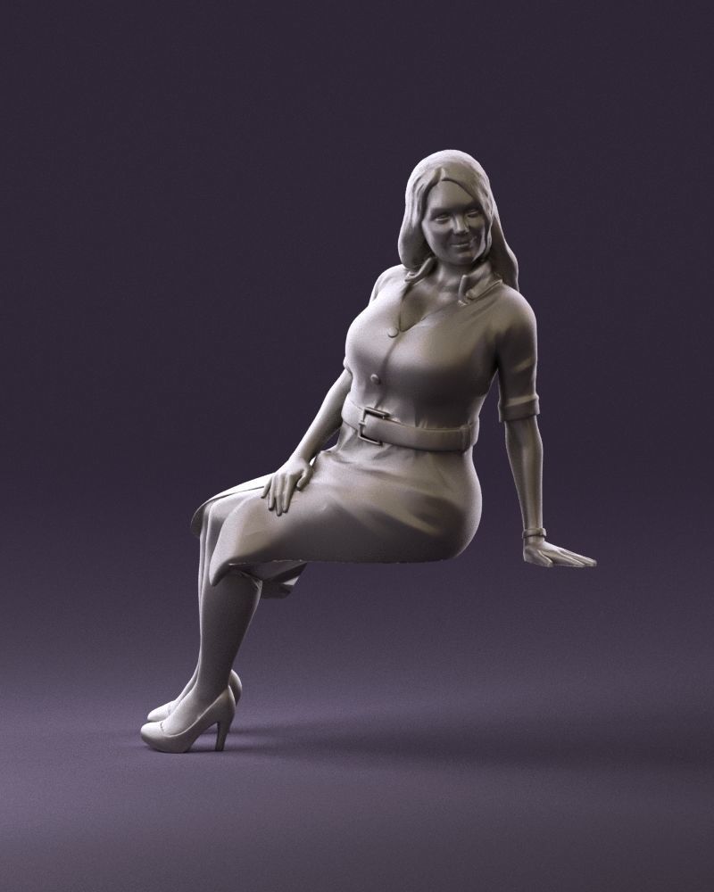 001063 woman in darkgray blousedress seat 3D model_12