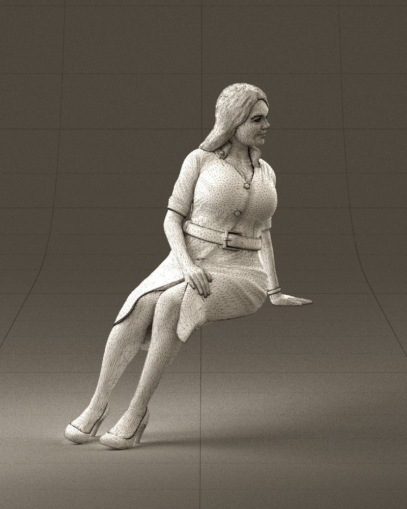 001063 woman in darkgray blousedress seat 3D model_27