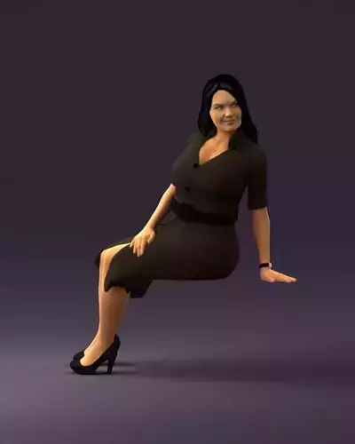 001063 woman in darkgray blousedress seat