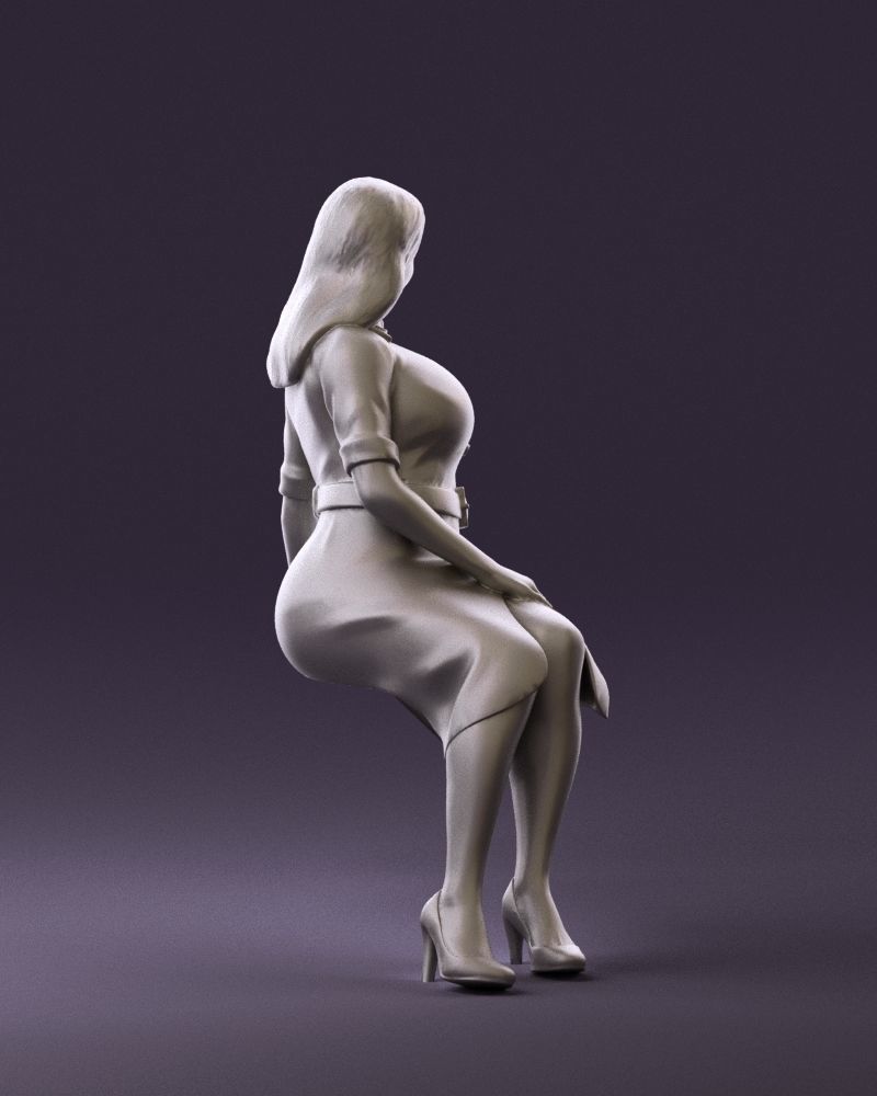 001063 woman in darkgray blousedress seat 3D model_17