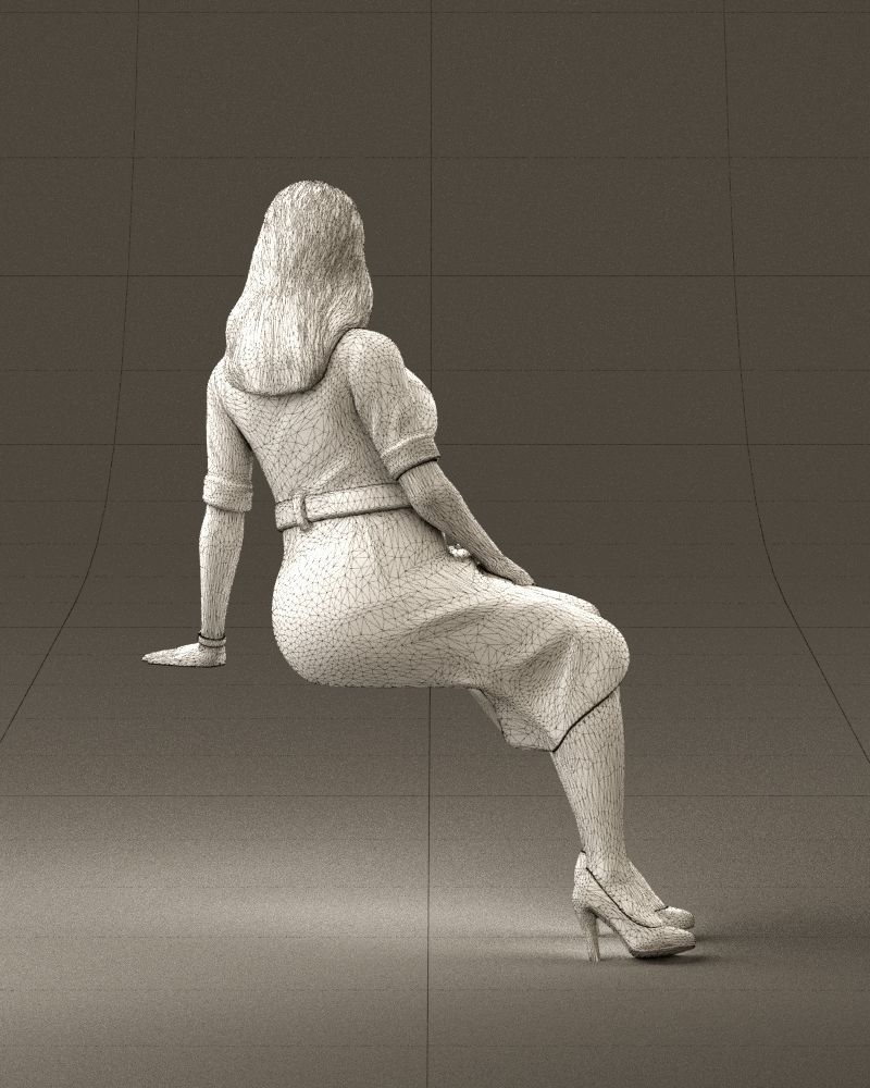 001063 woman in darkgray blousedress seat 3D model_30