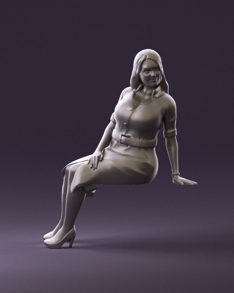 001063 woman in darkgray blousedress seat 3D model_13