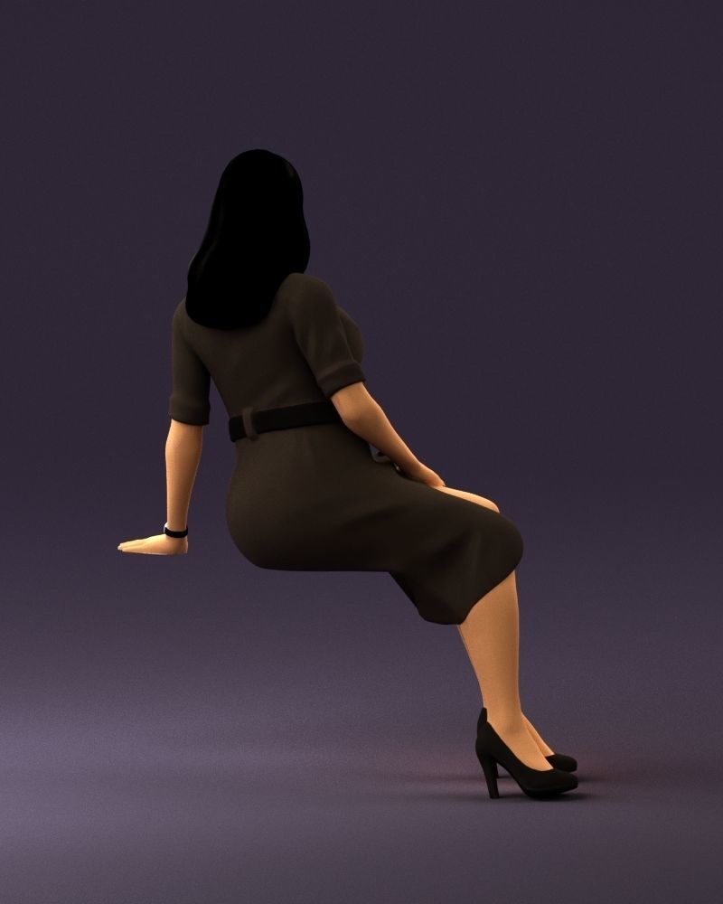 001063 woman in darkgray blousedress seat 3D model_6