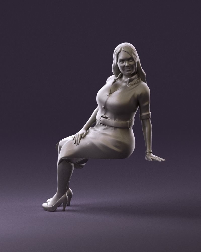 001063 woman in darkgray blousedress seat 3D model_23