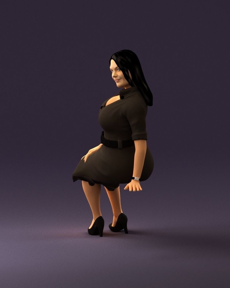 001063 woman in darkgray blousedress seat 3D model_9