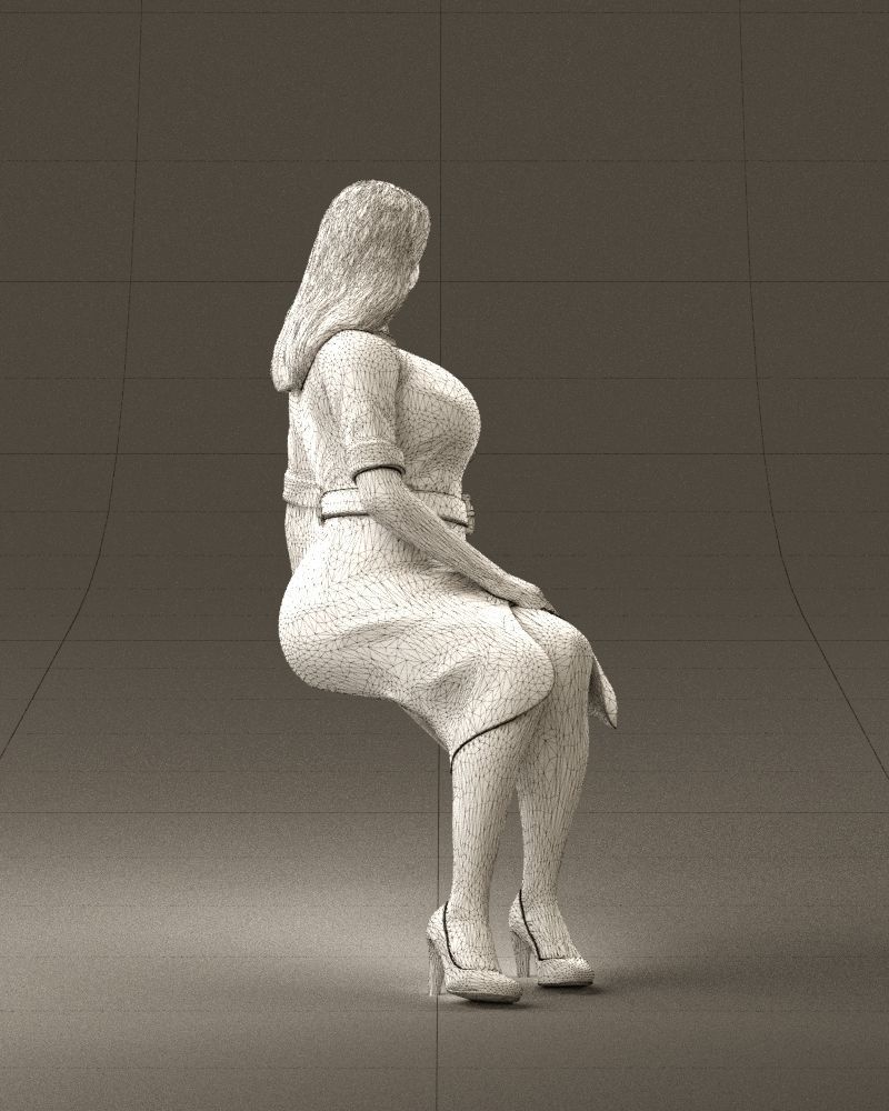 001063 woman in darkgray blousedress seat 3D model_29
