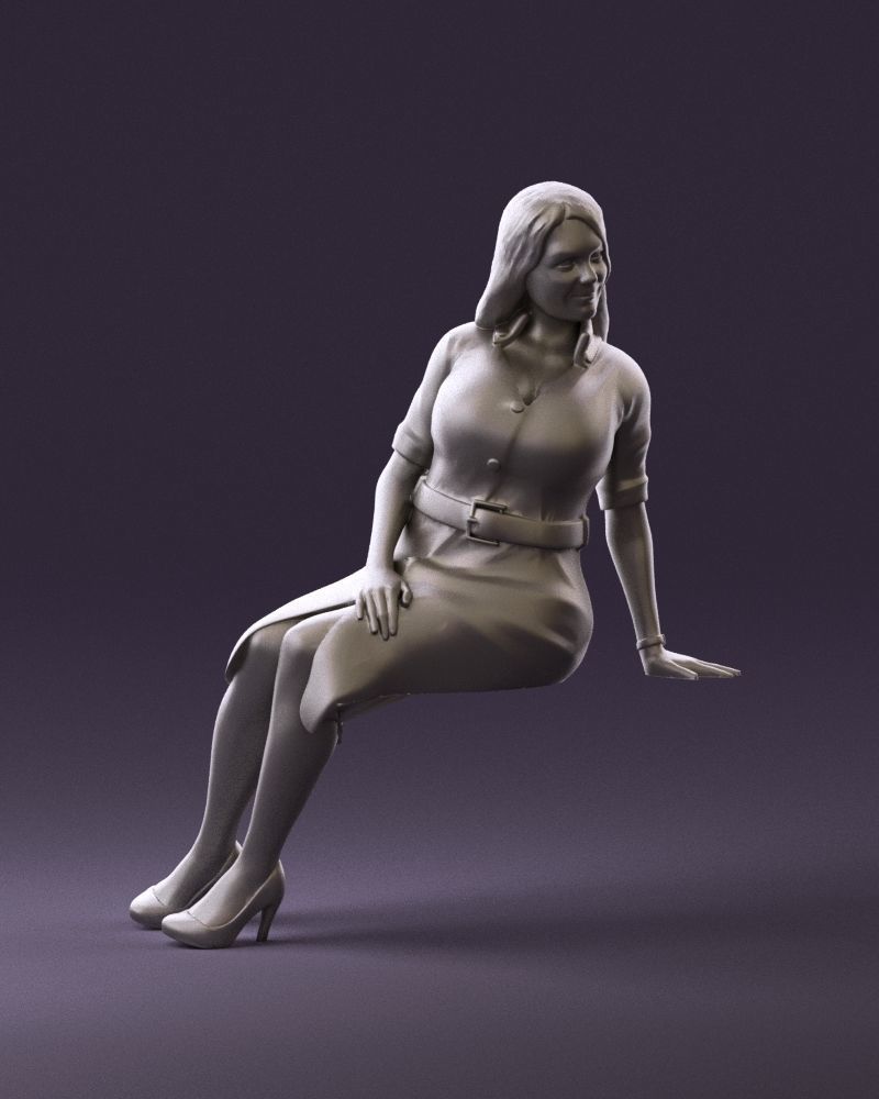 001063 woman in darkgray blousedress seat 3D model_14
