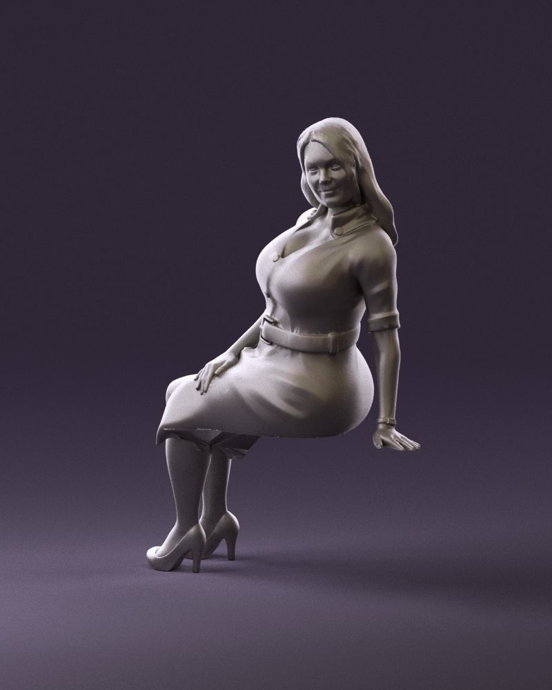 001063 woman in darkgray blousedress seat 3D model_22