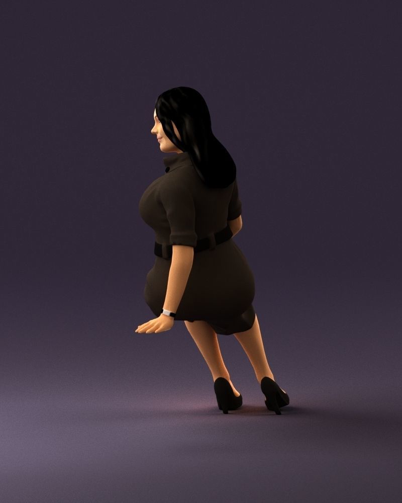 001063 woman in darkgray blousedress seat 3D model_8