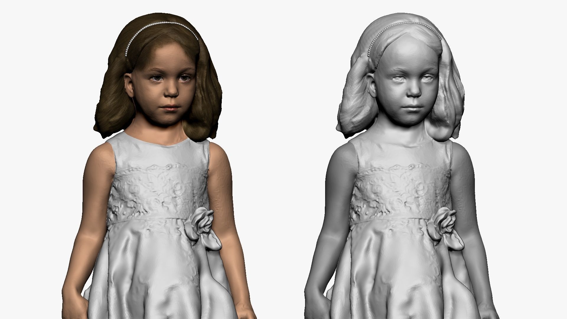 001116 little girl in white dress 3d print ready 3D print model_5