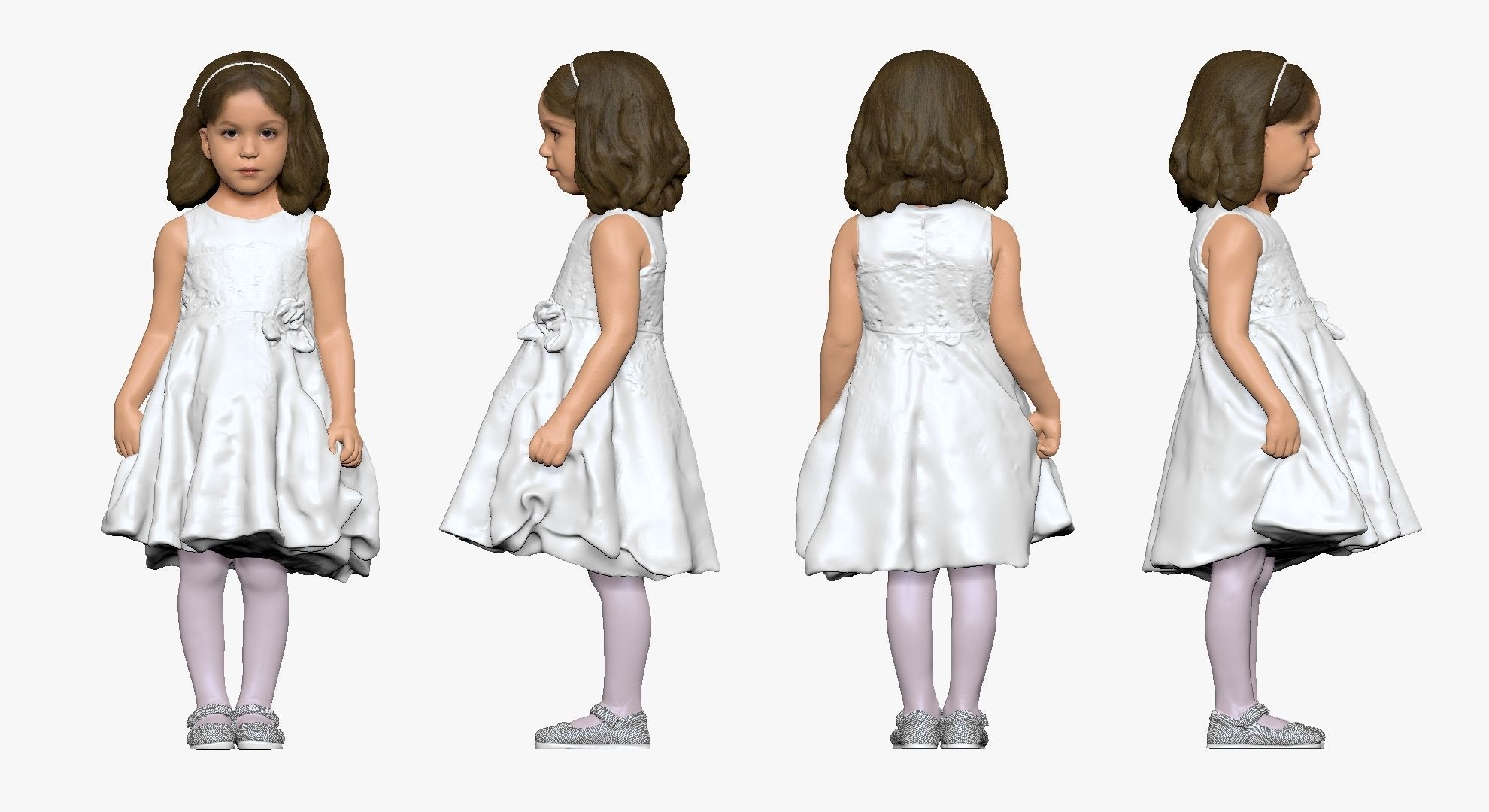 001116 little girl in white dress 3d print ready 3D print model_3