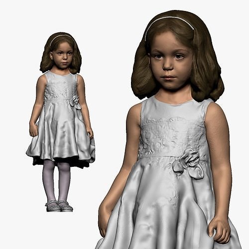 001116 little girl in white dress 3d print ready 3D print model