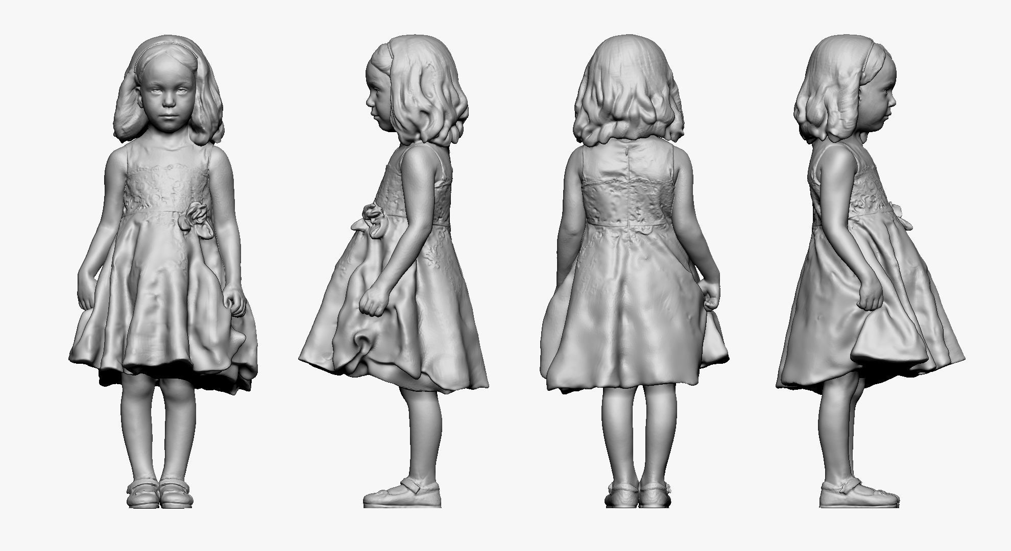 001116 little girl in white dress 3d print ready 3D print model_4