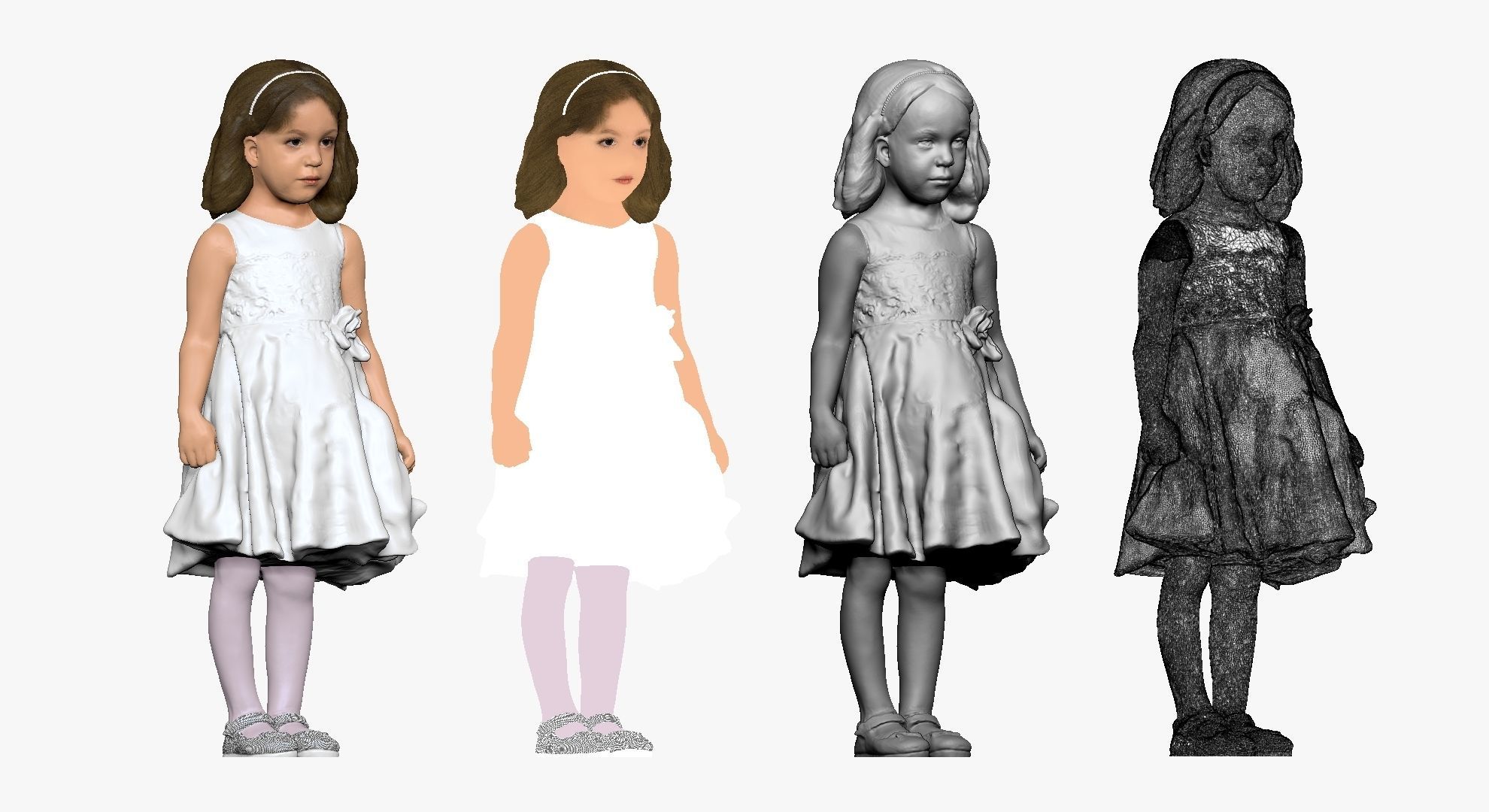 001116 little girl in white dress 3d print ready 3D print model_1