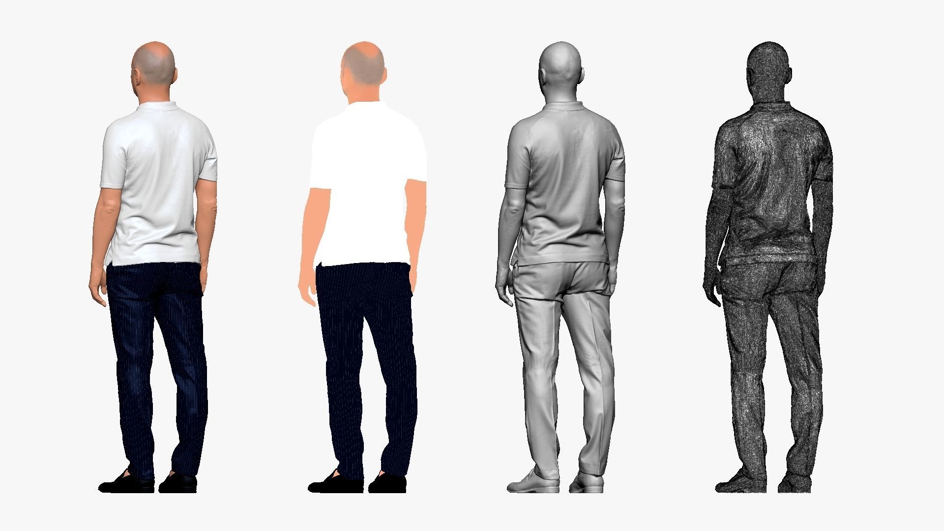 001119 skinhead man in white polo regular pose 3d print ready 3D print model_2