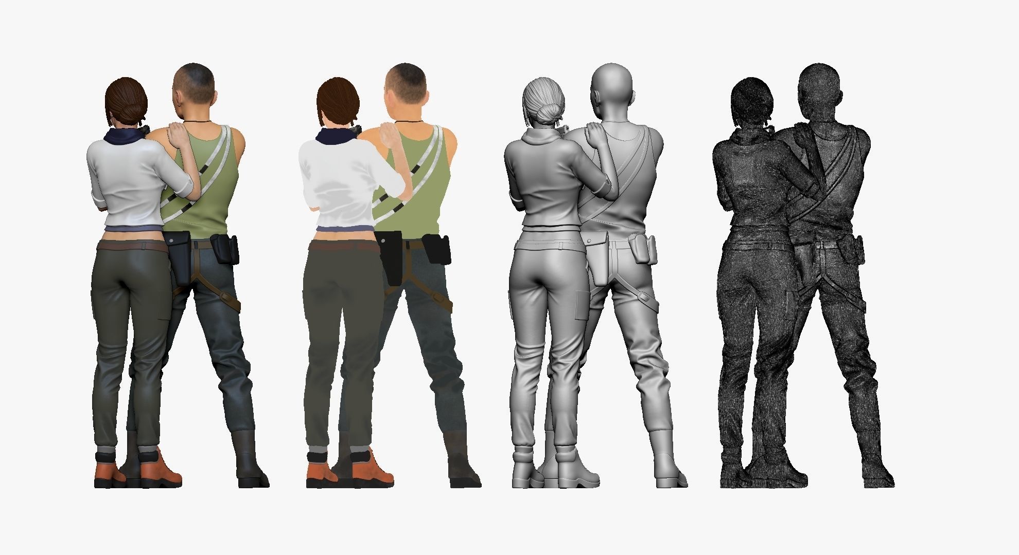 001126 skinhead man with pistiol woman close to him 3D model_2