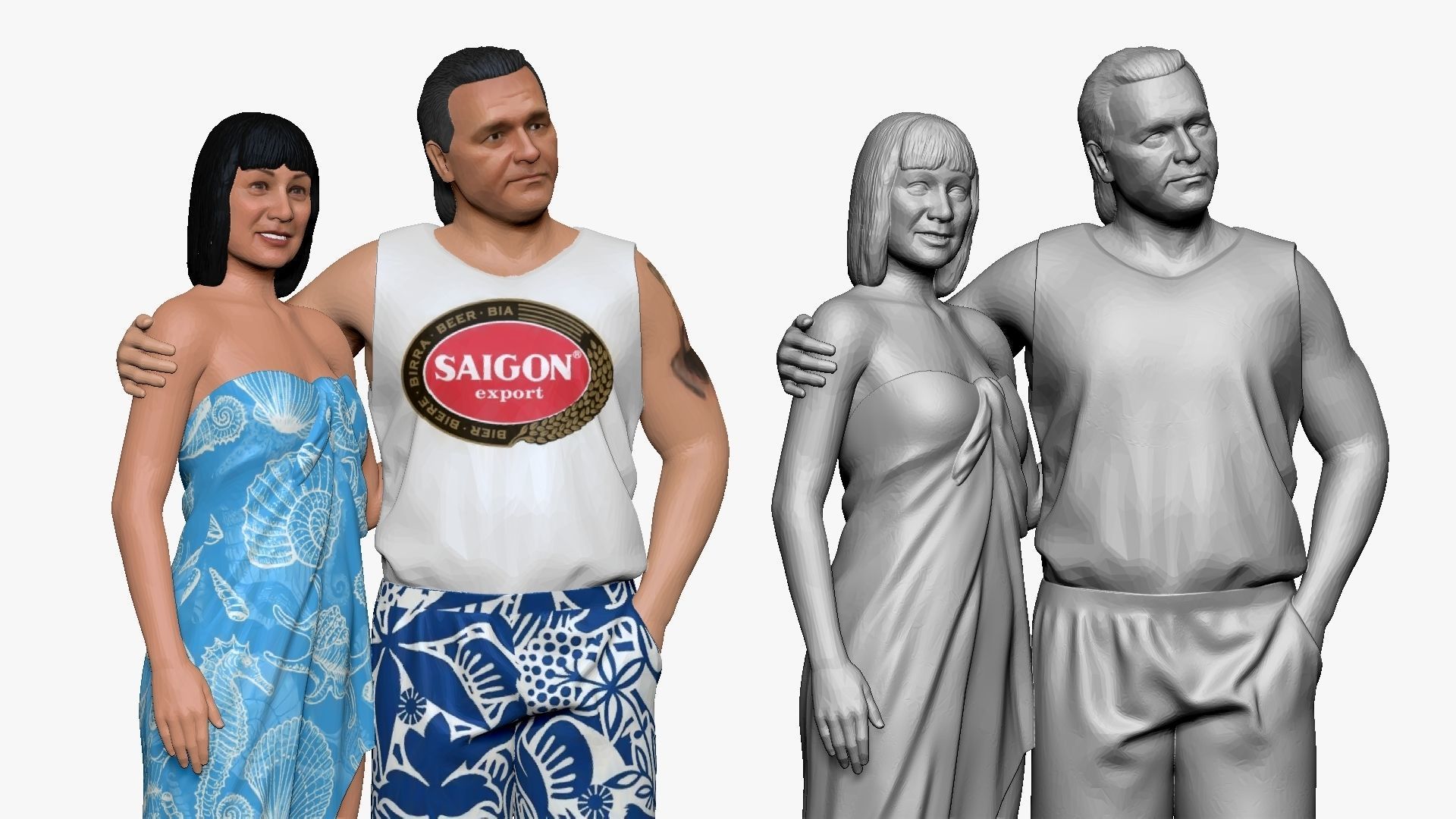 001127 man and woman beach style 3d print ready 3D print model_5