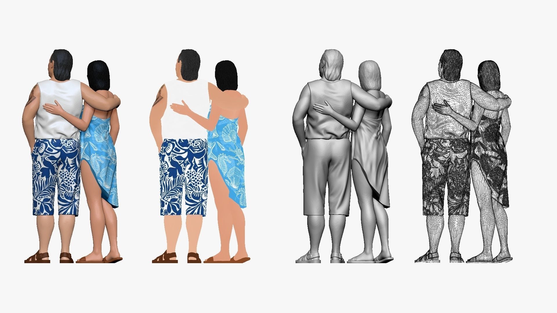 001127 man and woman beach style 3d print ready 3D print model_2