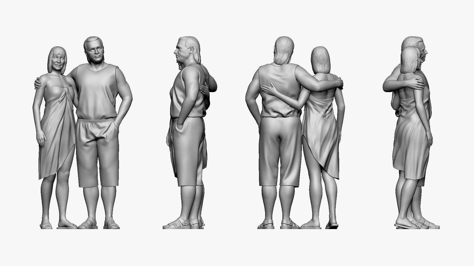 001127 man and woman beach style 3d print ready 3D print model_4