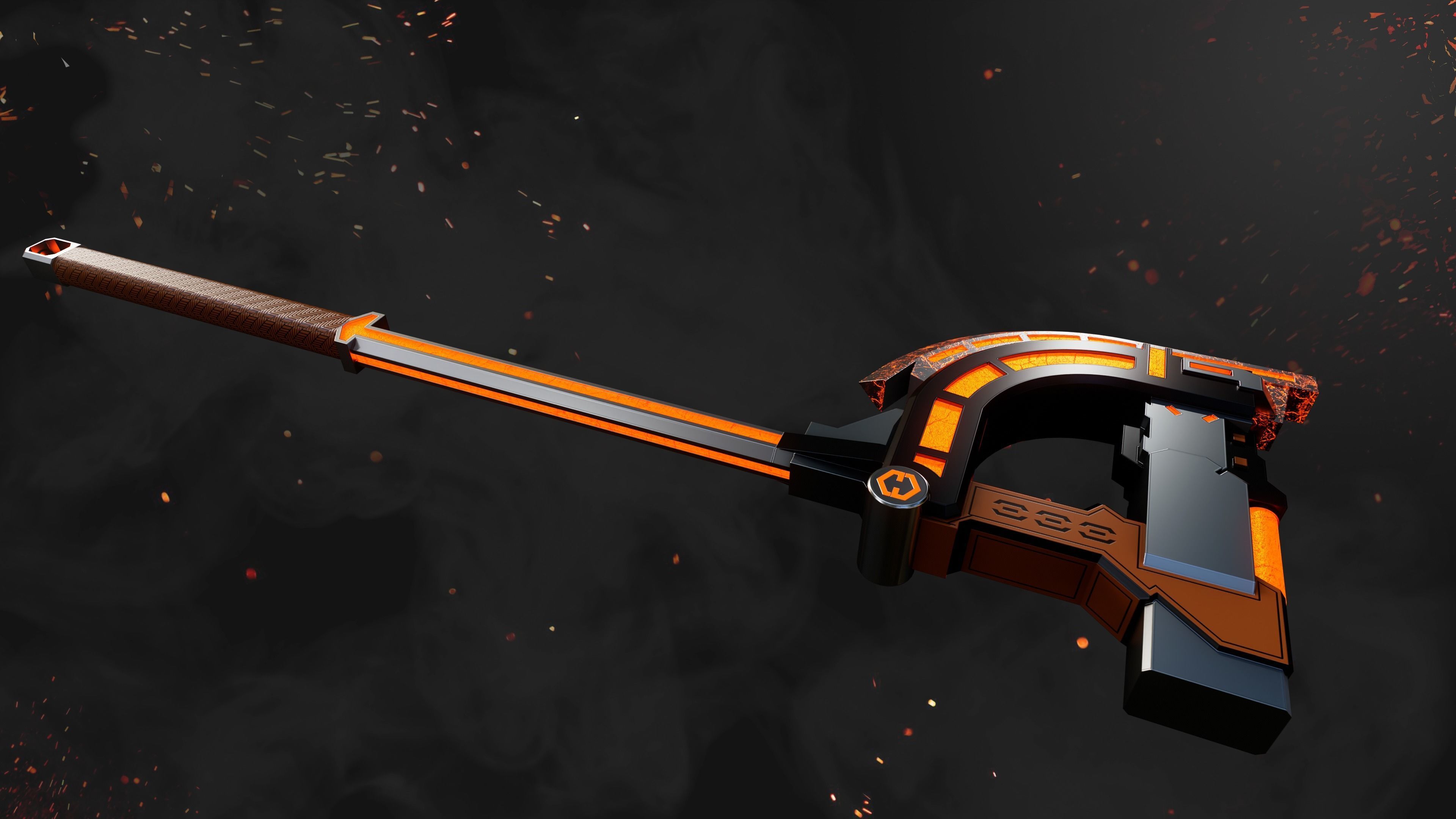 Future Sci-Fi Axe Game-Ready Low-poly 3D model_2